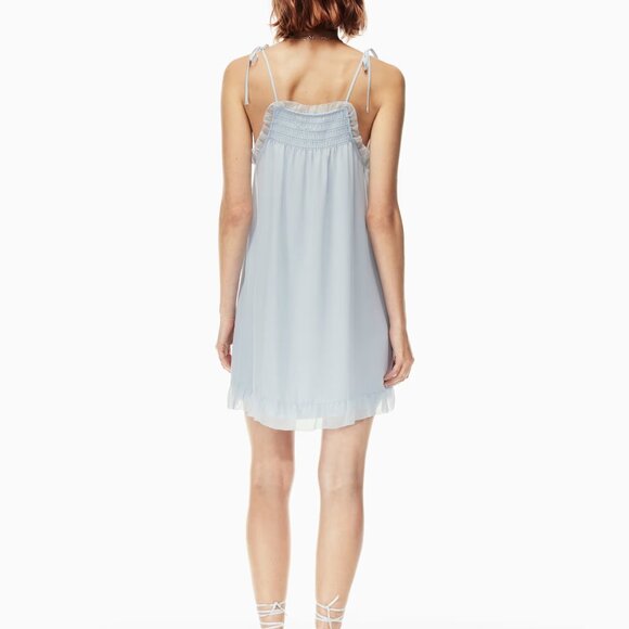 Aritzia Wilfred Cathedral Smocked Ruffled Chiffon Dress White Size Medium - Picture 4 of 8